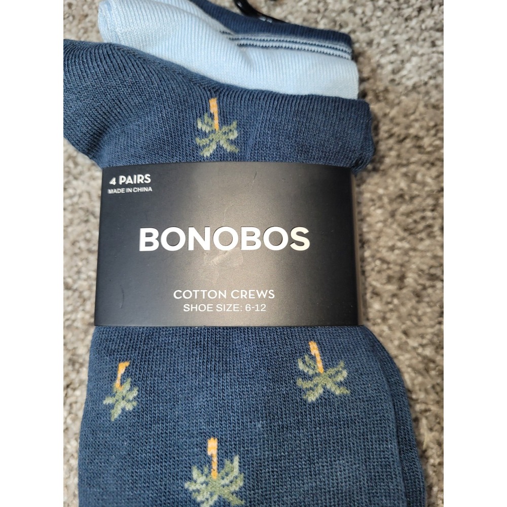 4-Pairs Bonobos Mens Size 6-12 Cotton Crew Blue SocksBusiness Casual Workwear - Picture 2 of 10
